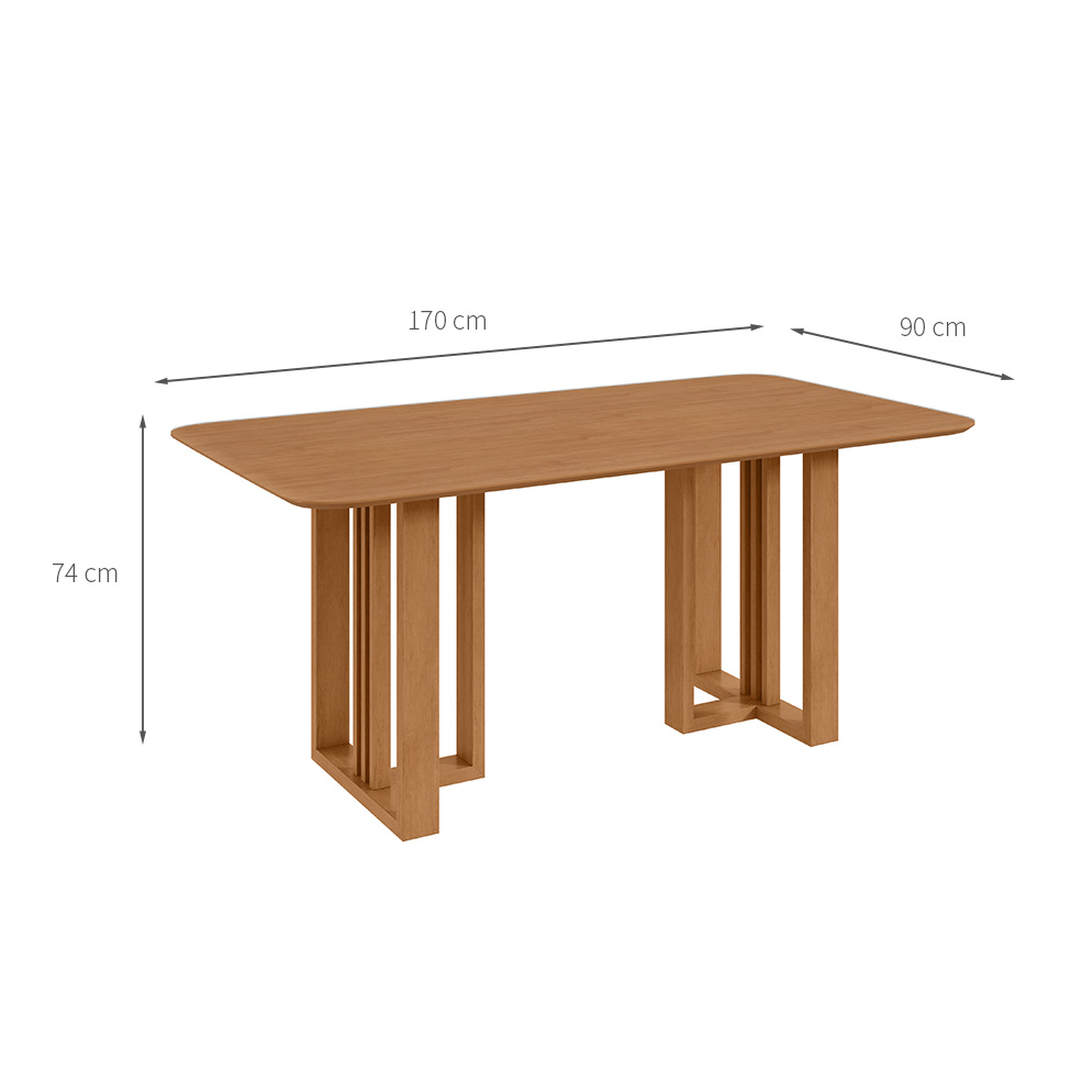 Mesa de Jantar Retangular com Tampo MDF Tessera Amêndoa Clean 170 cm