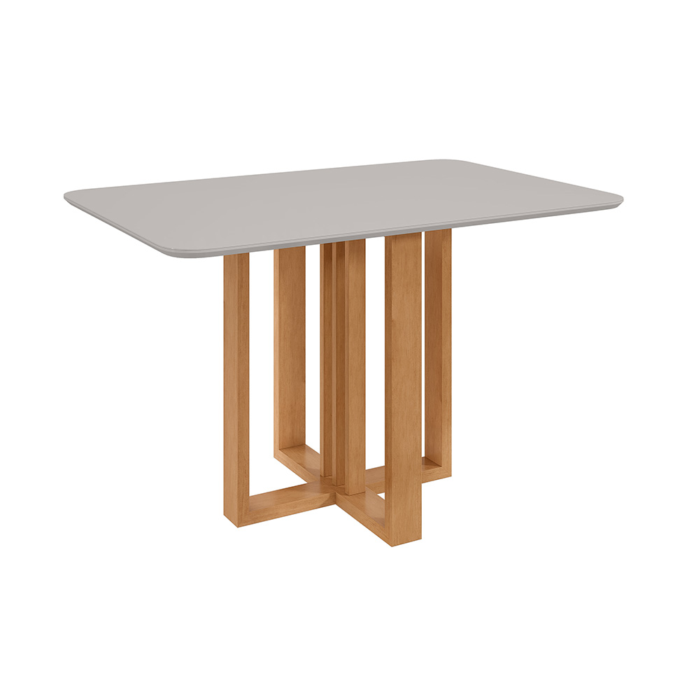 Mesa de Jantar Retangular com Tampo MDF Tessera Amêndoa Clean e Off White 120 cm