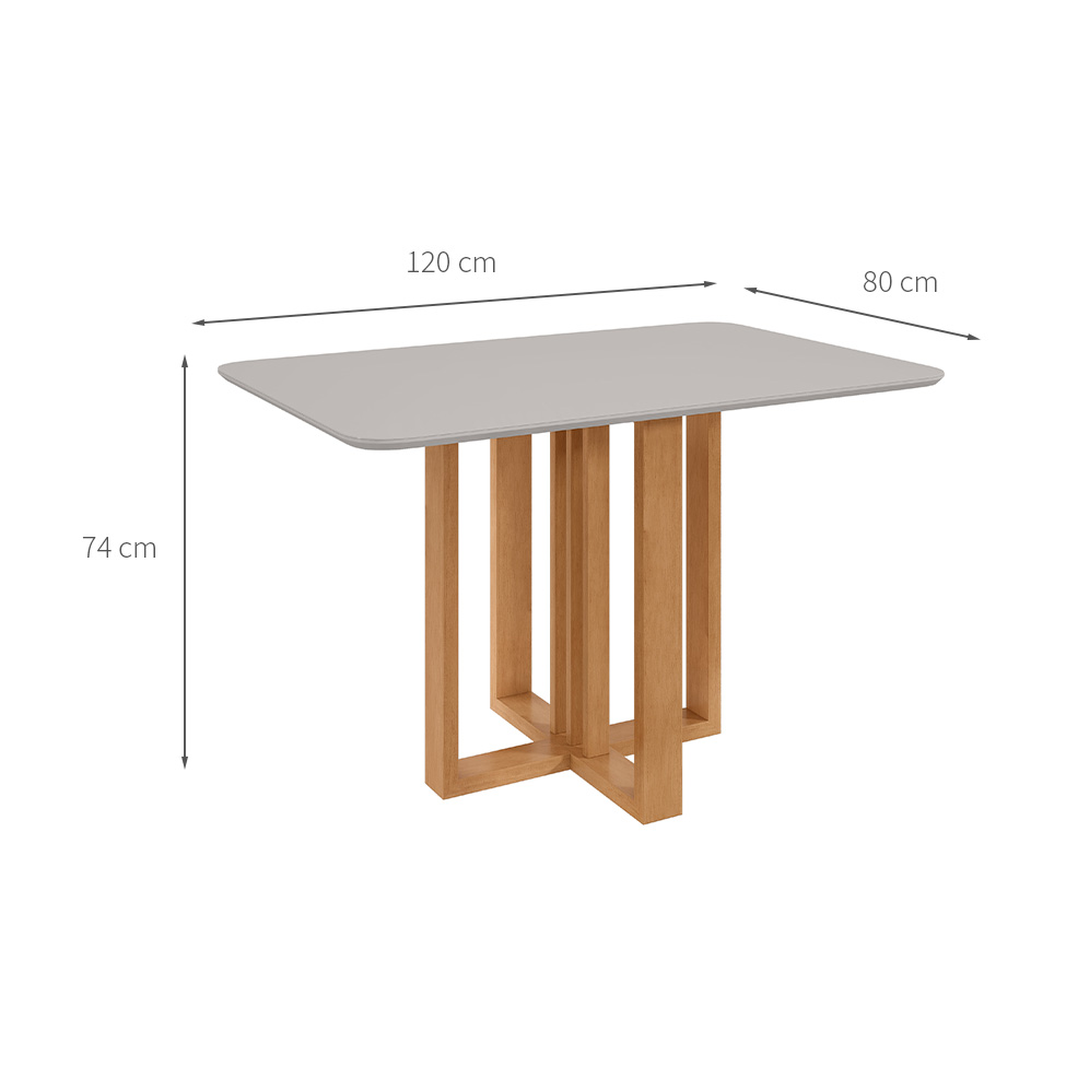 Mesa de Jantar Retangular com Tampo MDF Tessera Amêndoa Clean e Off White 120 cm