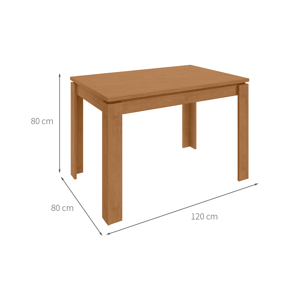 Mesa de Jantar Retangular com Tampo MDP Athenas Amêndoa Clean 120 cm