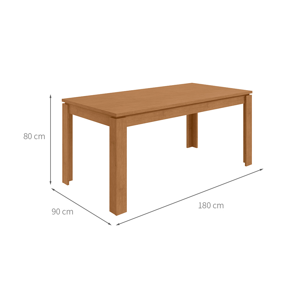 Mesa de Jantar Retangular com Tampo MDP Athenas Amêndoa Clean 180 cm