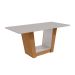 Mesa de Jantar Retangular com Tampo de Vidro Apogeu Amêndoa Clean e Off White 160 cm