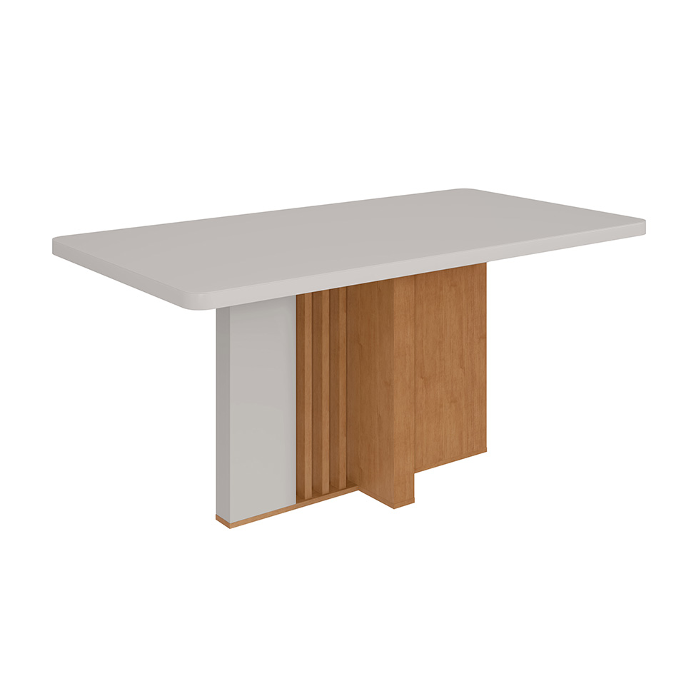 Mesa de Jantar Retangular com Tampo de Vidro Astrid Maxi Amêndoa Clean e Off White 170 cm