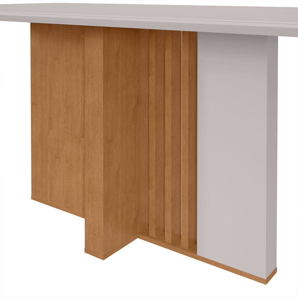 Mesa de Jantar Retangular com Tampo de Vidro Astrid Maxi Amêndoa Clean e Off White 170 cm