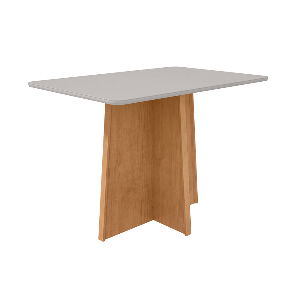 Mesa de Jantar Retangular com Tampo de Vidro Celebrare Amêndoa Clean e Off White 120 cm