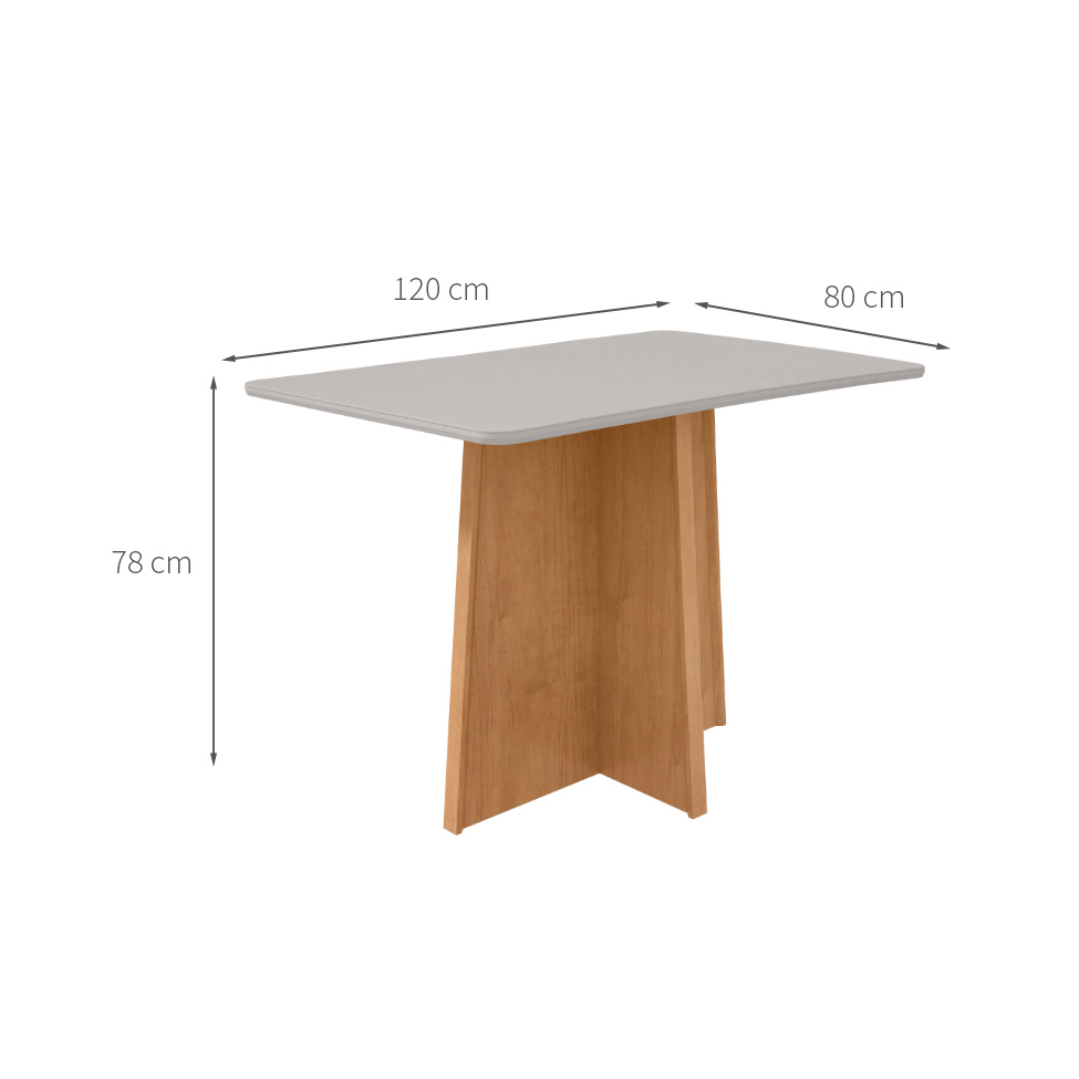 Mesa de Jantar Retangular com Tampo de Vidro Celebrare Amêndoa Clean e Off White 120 cm