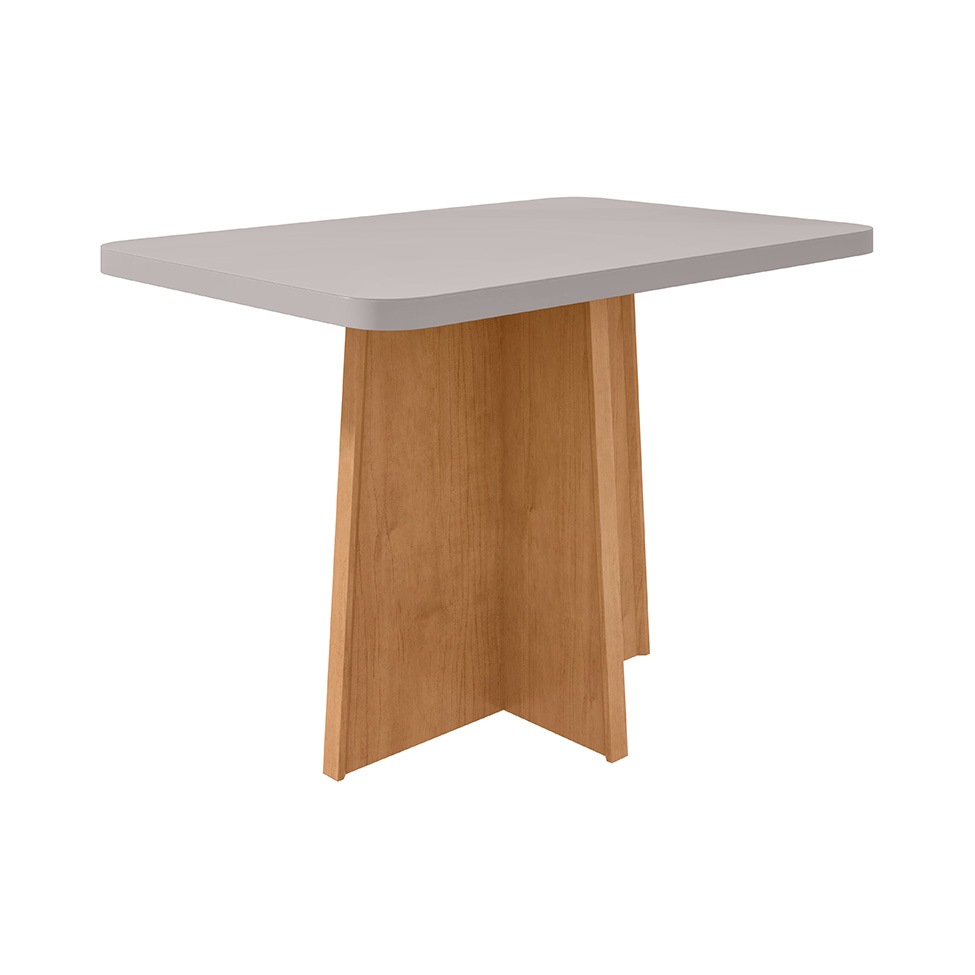 Mesa de Jantar Retangular com Tampo de Vidro Celebrare Maxi Amêndoa Clean e Off White 120 cm