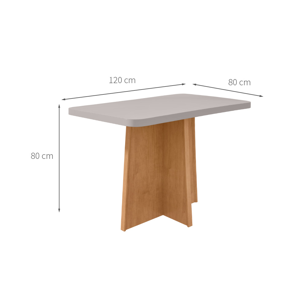 Mesa de Jantar Retangular com Tampo de Vidro Celebrare Maxi Amêndoa Clean e Off White 120 cm