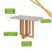 Mesa de Jantar Retangular com Tampo de Vidro Tessera Amêndoa Clean e Off White 120 cm