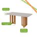 Mesa de Jantar Retangular com Tampo de Vidro Tessera Maxi Amêndoa Clean e Off White 170 cm