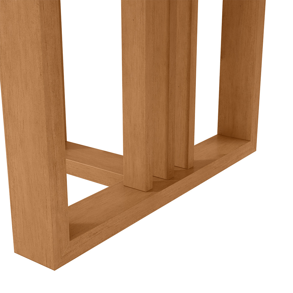 Mesa de Jantar Retangular com Tampo de Vidro Tessera Maxi Amêndoa Clean e Off White 170 cm