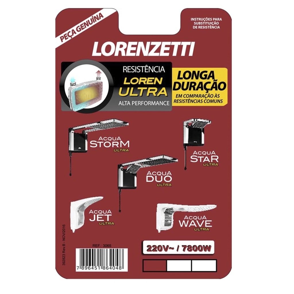 Resistência Loren Ultra 7.800W 220V 3065B- Lorenzetti