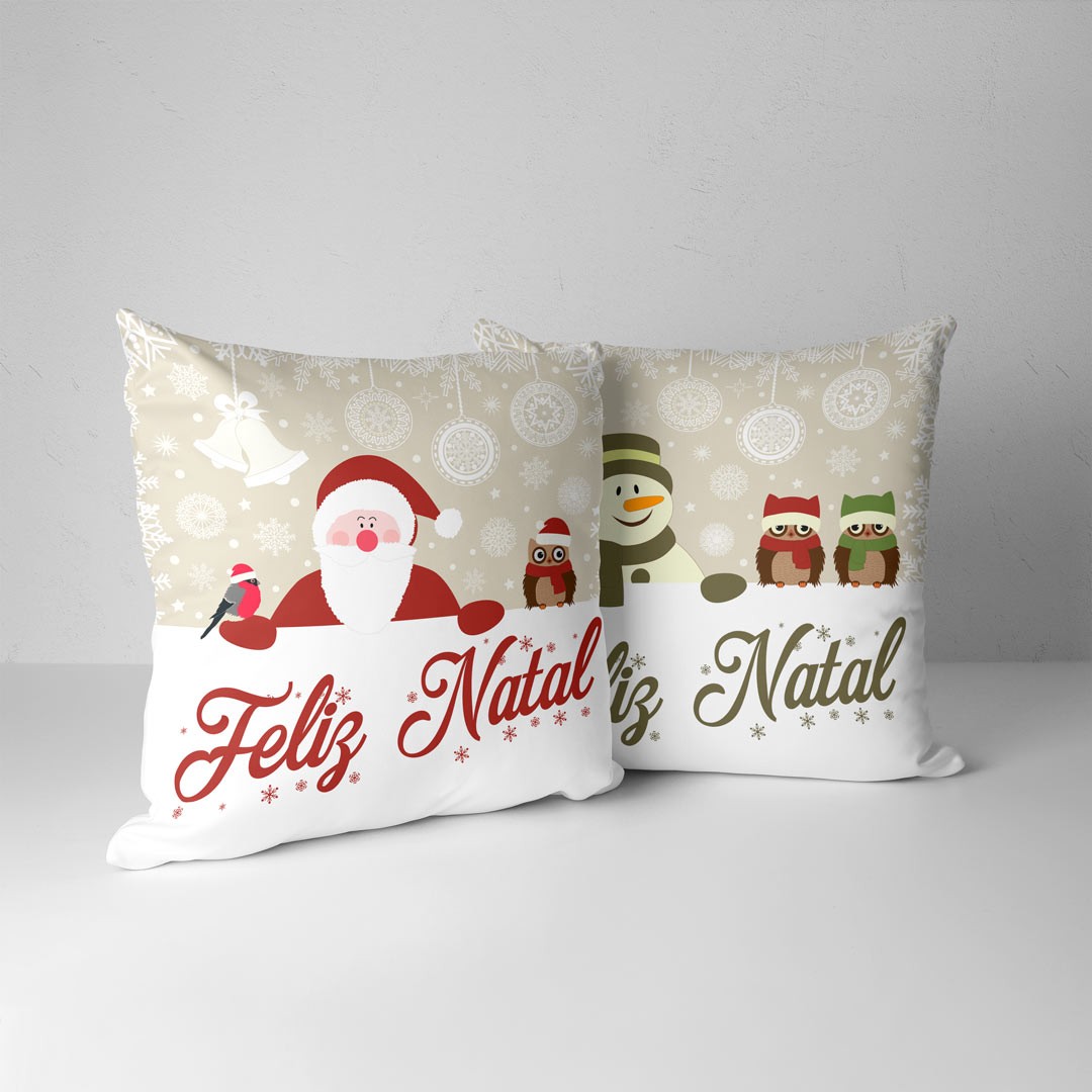 Kit 2 Capas para Almofadas Decorativas Feliz Natal
