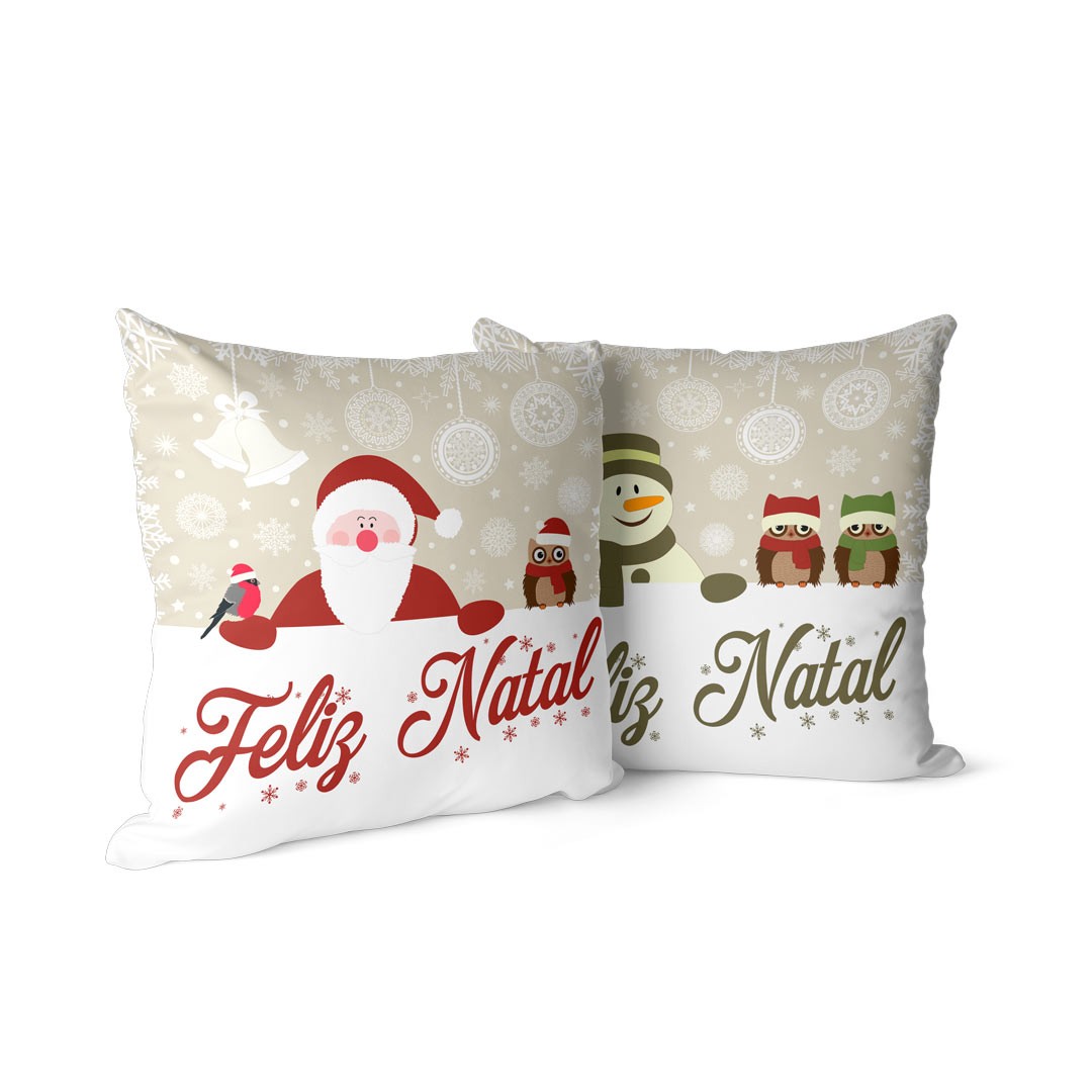 Kit 2 Capas para Almofadas Decorativas Feliz Natal