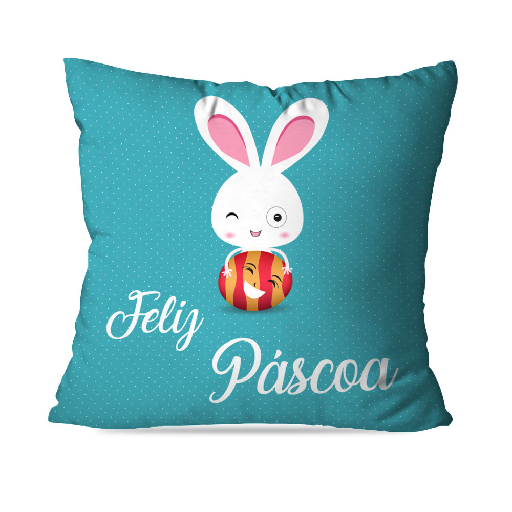 Kit 2 Capas para Almofadas Páscoa Coelhinho Poá Happy