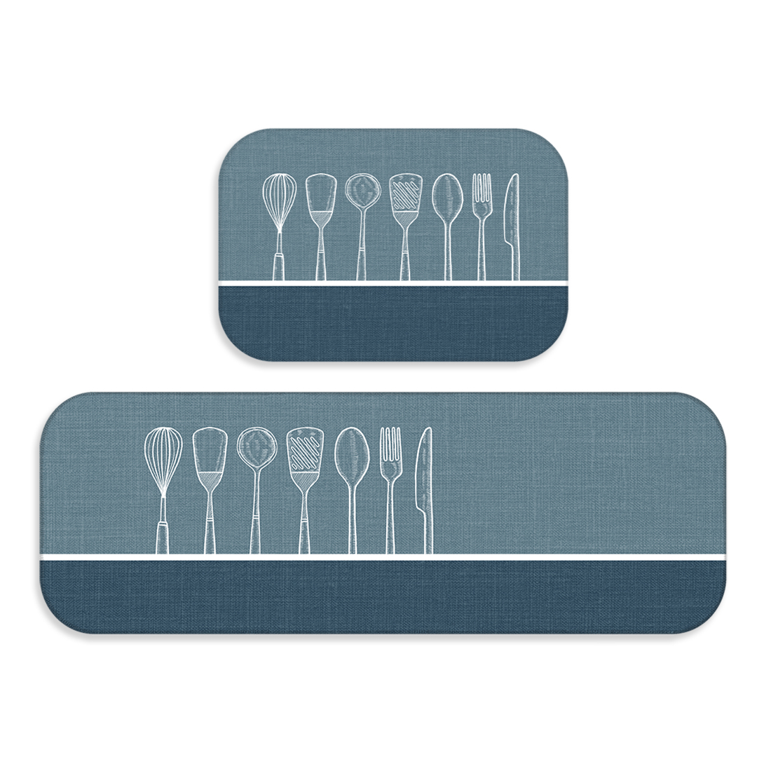 Kit Tapete de Cozinha 2 peças Azul Talher