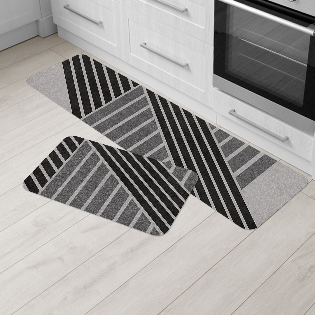 Kit Tapete de Cozinha 2 peças Carbono