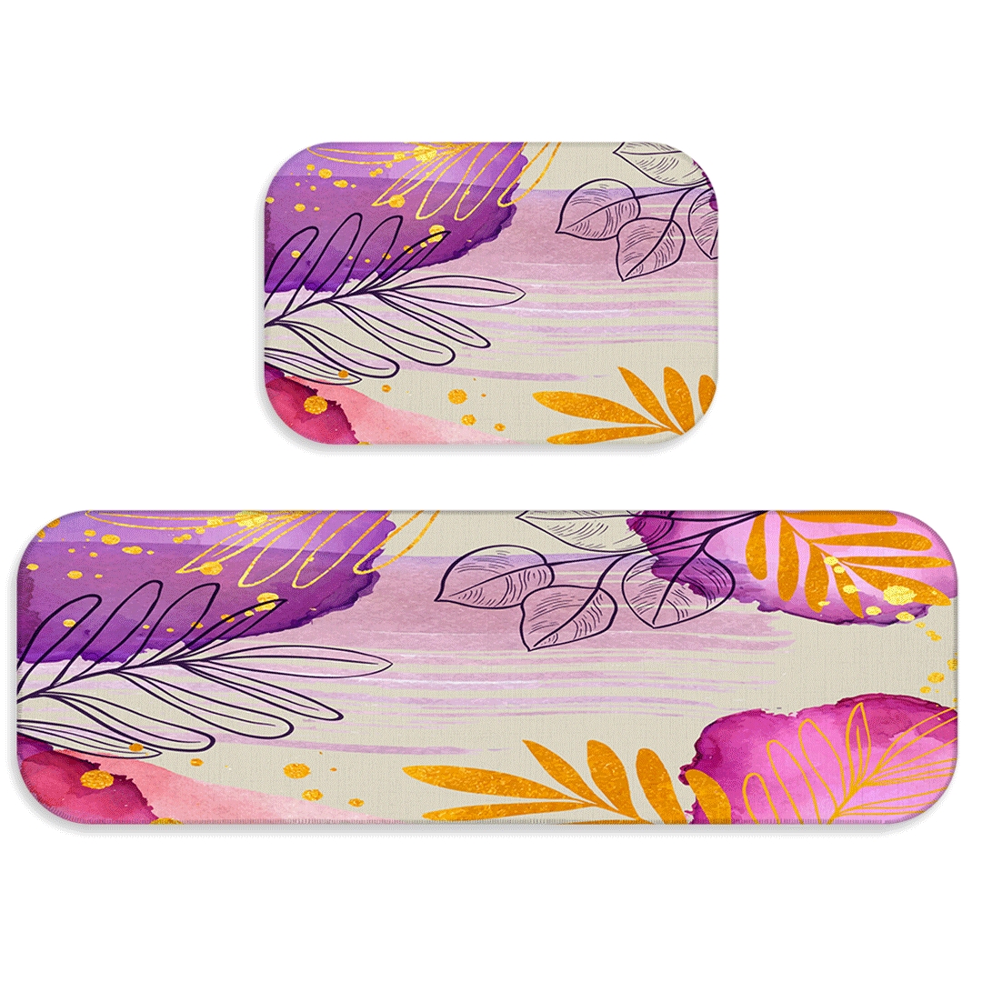 Kit Tapete de Cozinha 2 peças Flores Minimalistas Único