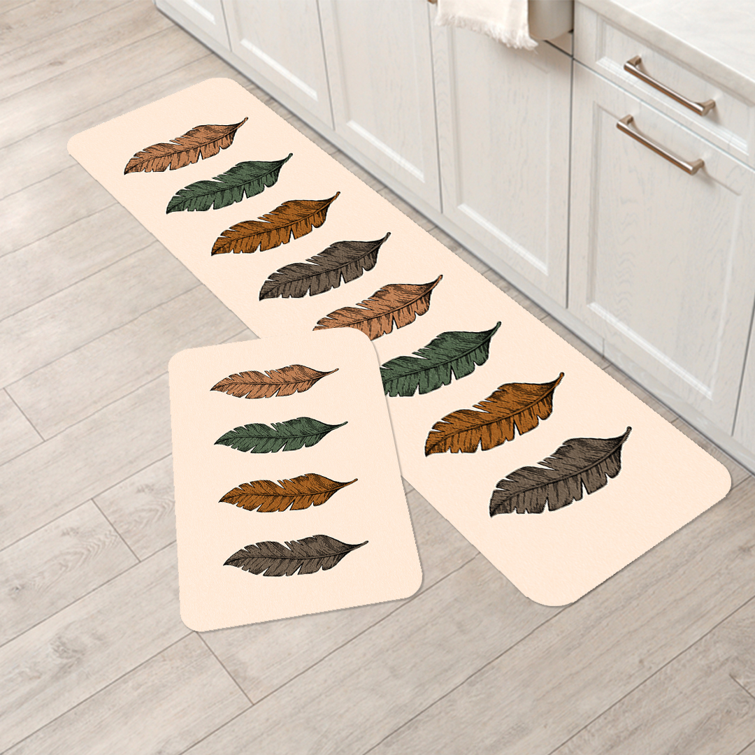 Kit Tapete de Cozinha 2 peças Folhas de Outono