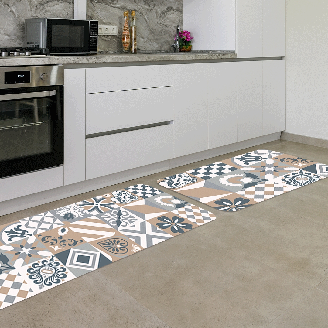 Kit Tapete de Cozinha 2 peças Mandalas Único
