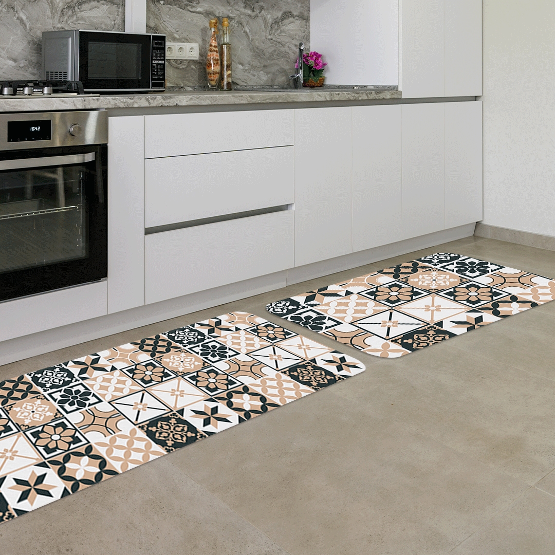 Kit Tapete de Cozinha 2 peças Mandalas Clássico Único