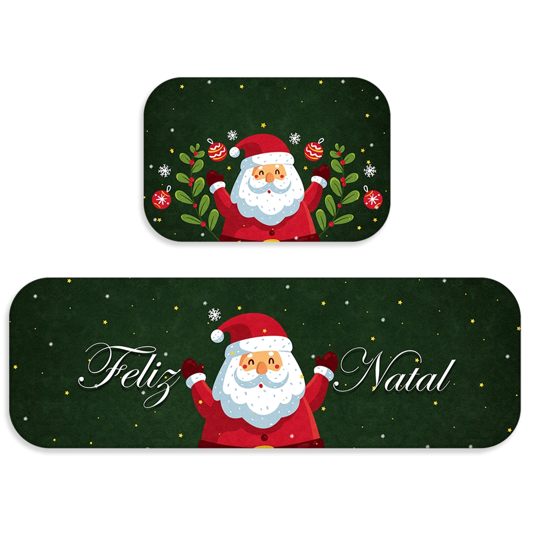 Kit Tapete de Natal para Cozinha 2 peças Feliz Natal