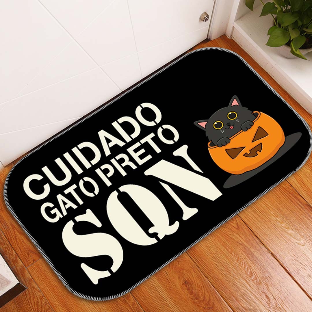 Tapete Decorativo Cuidado Gato Preto Único