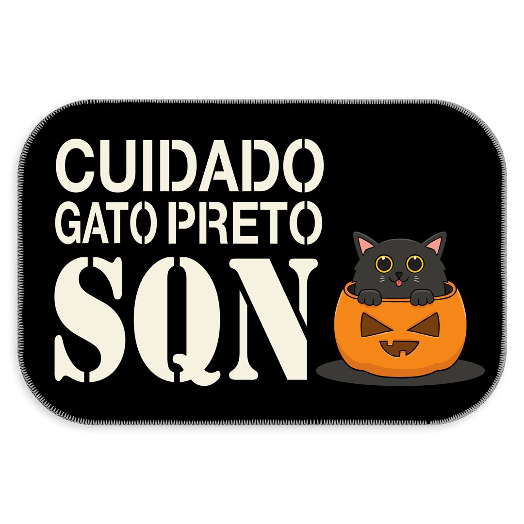 Tapete Decorativo Cuidado Gato Preto Único