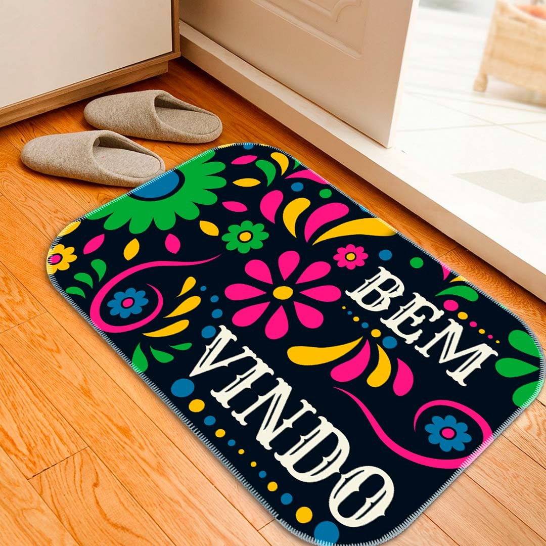 Tapete Decorativo Floral Bem Vindo  Único
