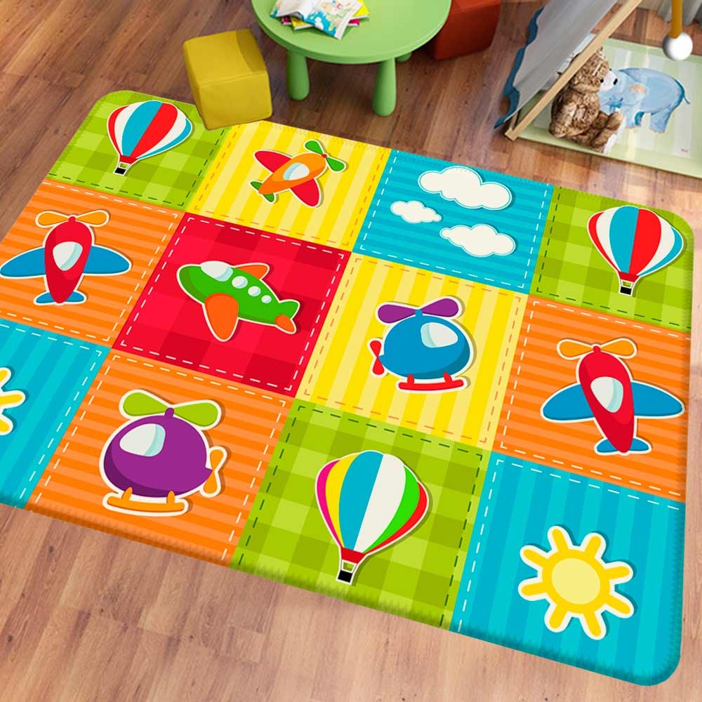 Tapete de Atividades Infantil Aviões Único 90x125
