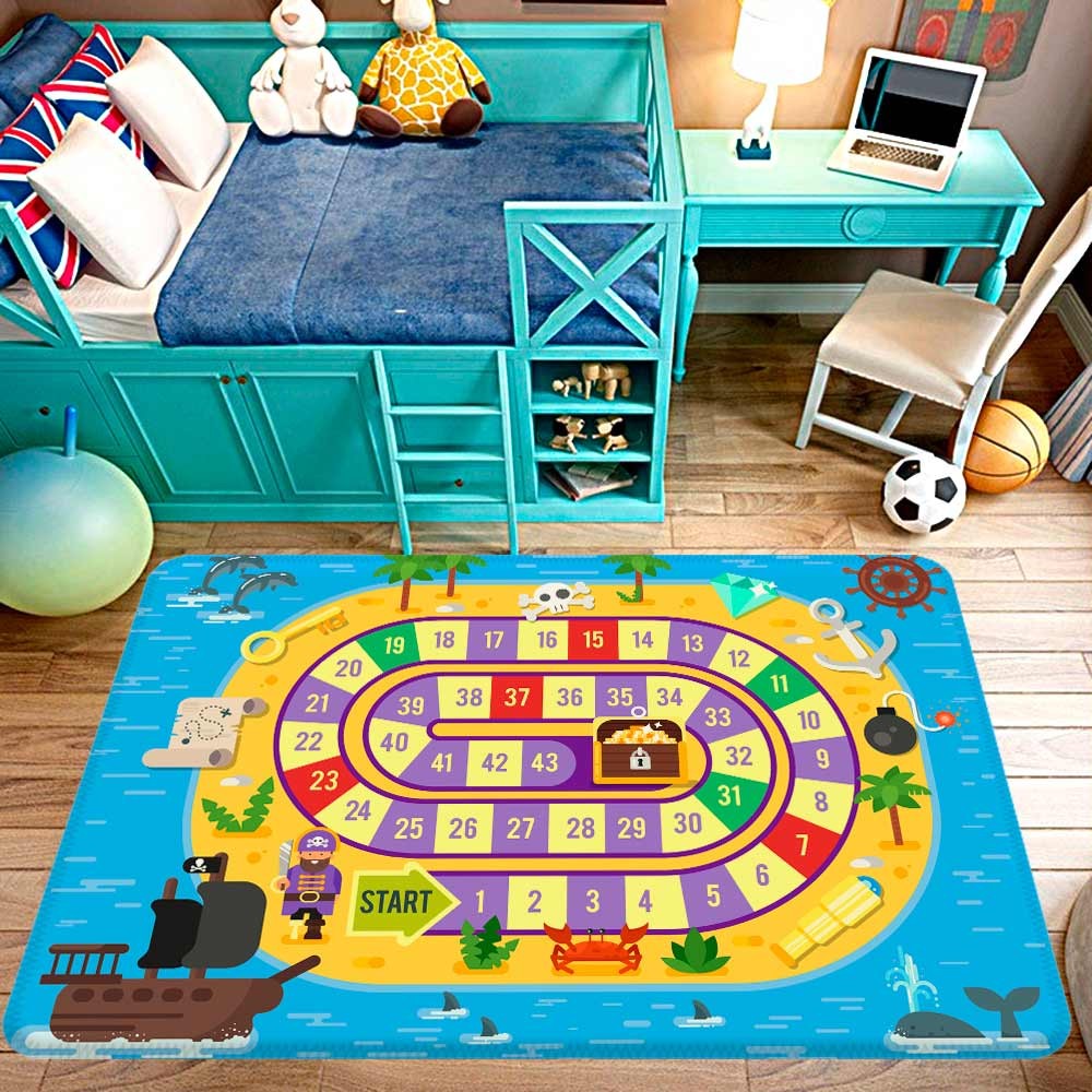 Tapete de Atividades Infantil Tabuleiro Pirata Único 90x125