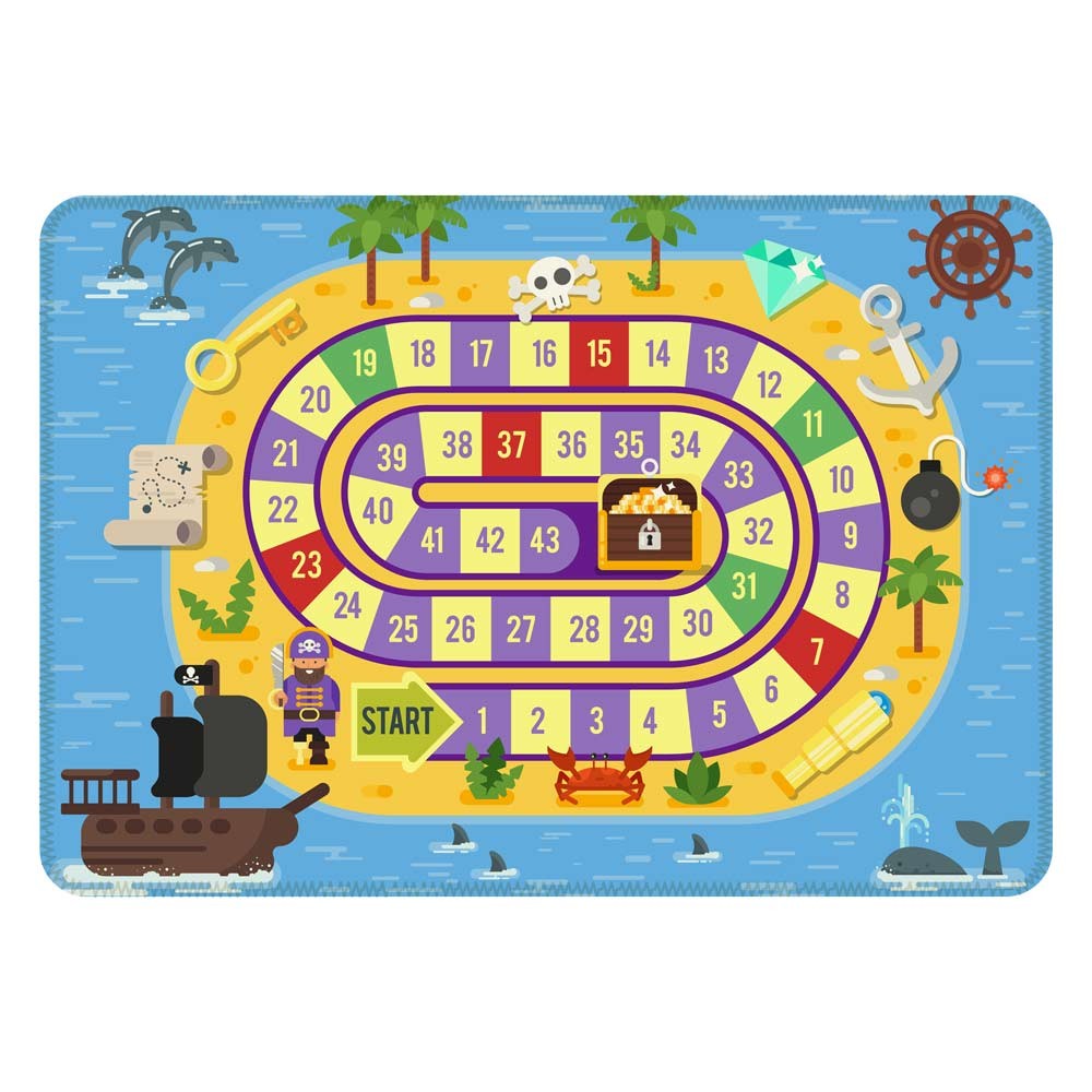 Tapete de Atividades Infantil Tabuleiro Pirata Único 90x125
