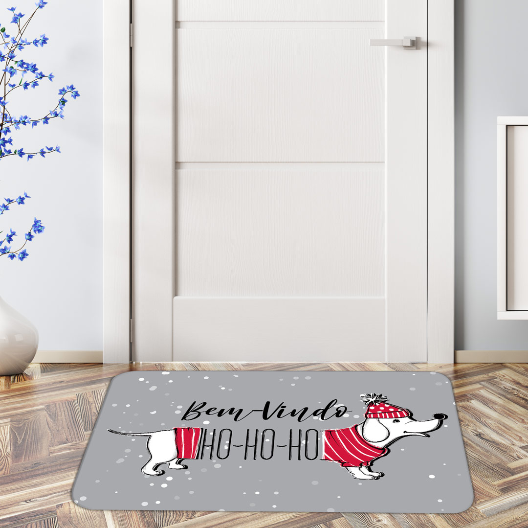Tapete de Natal para Porta Bem Vindo Ho Ho Ho