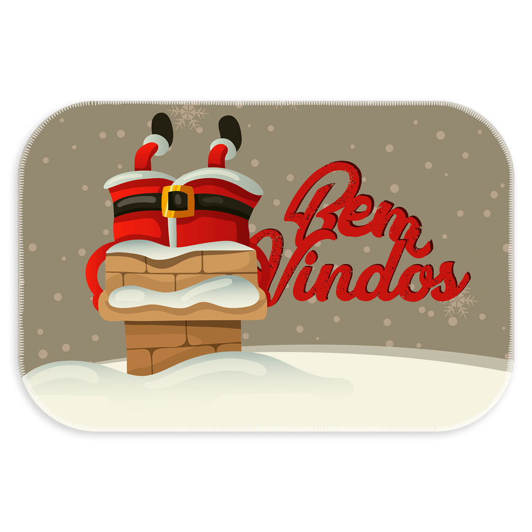 Tapete de Natal para Porta Bem Vindos Pela Chaminé