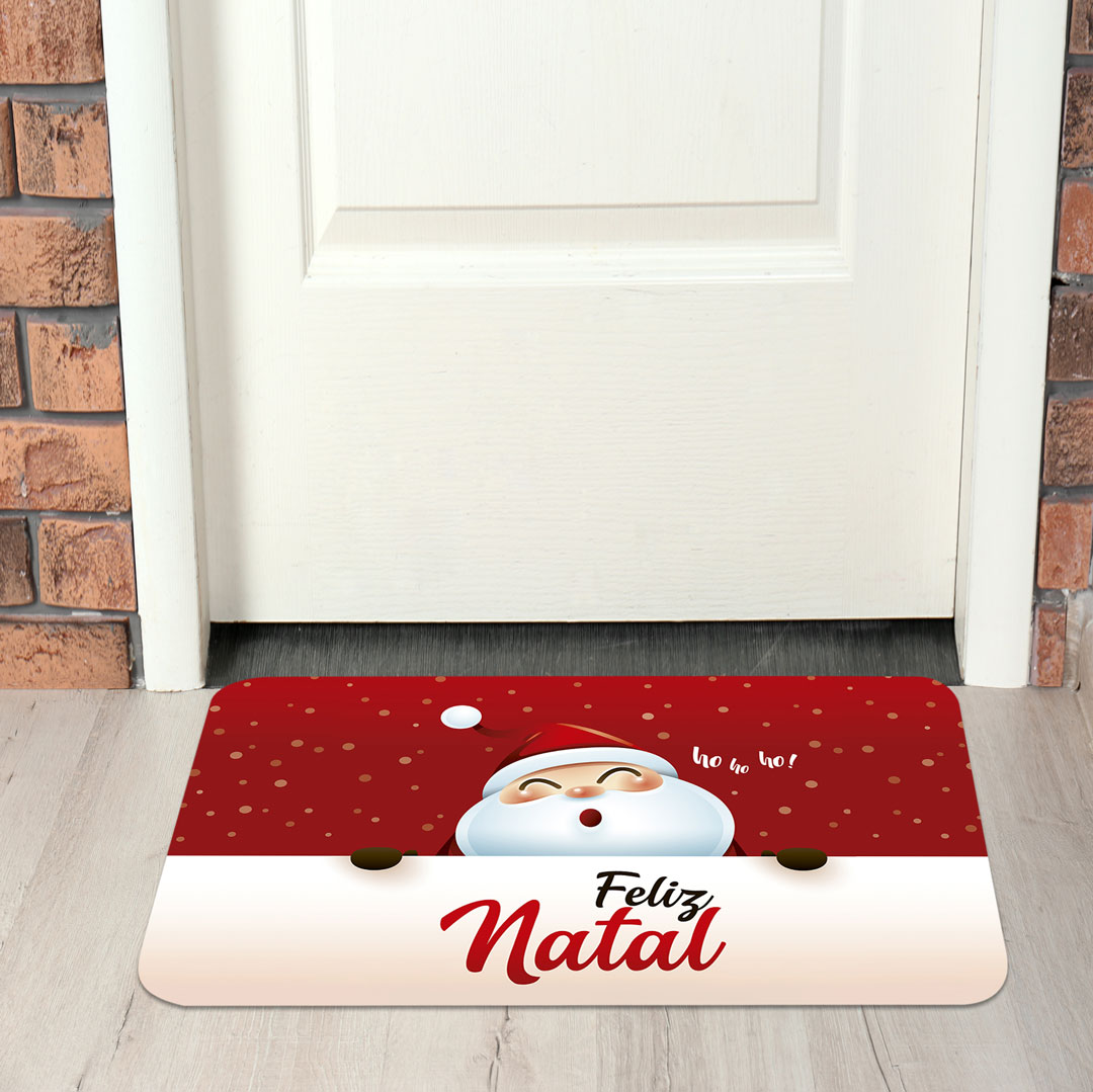Tapete de Natal para Porta Feliz Natal Vermelho