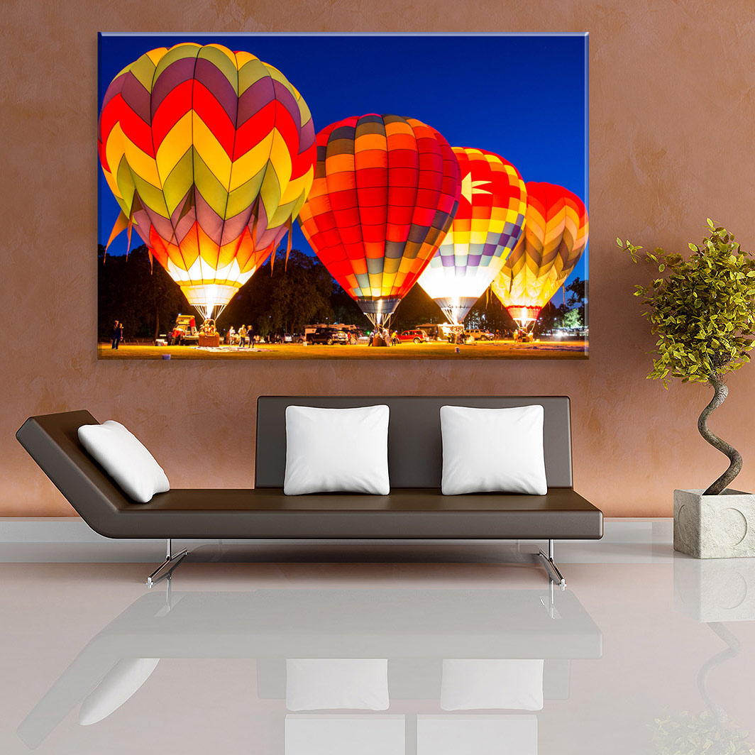 Tela Decorativa em Canvas Balões Ciano