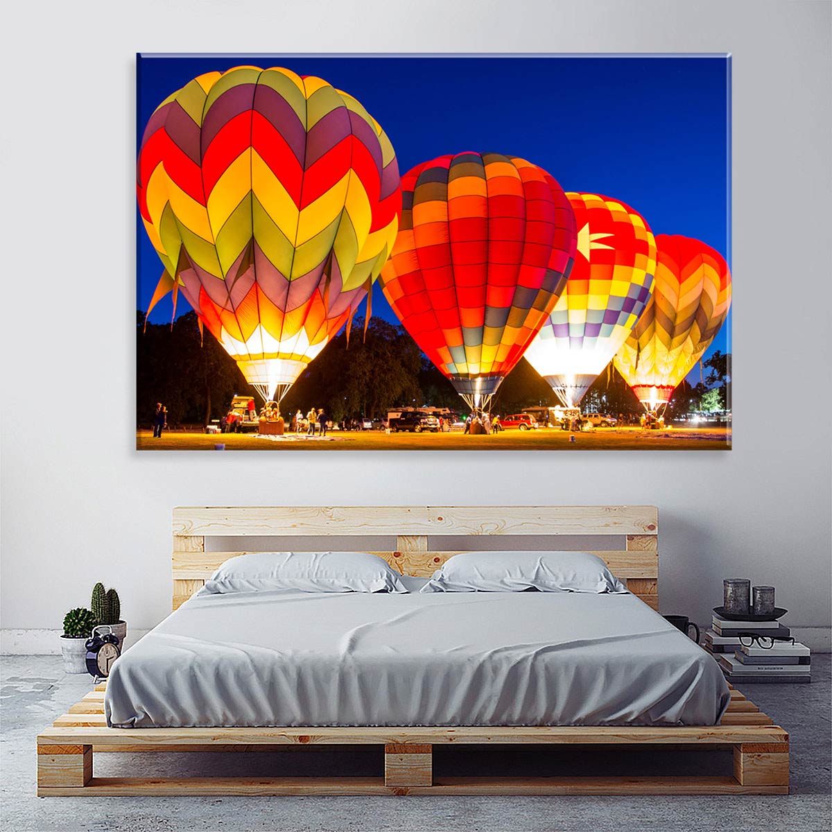 Tela Decorativa em Canvas Balões Ciano