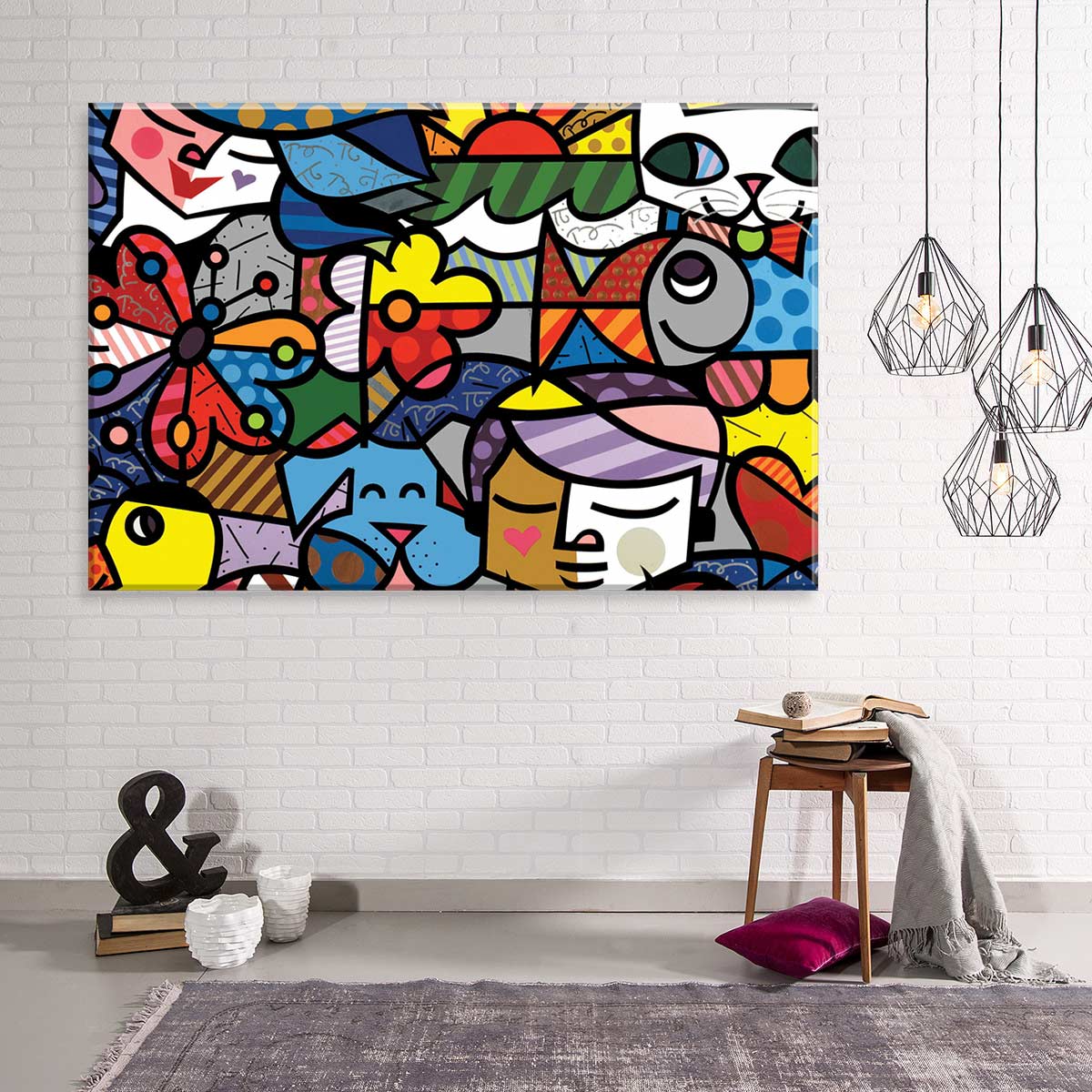 Tela Decorativa em Canvas Elementos Pop