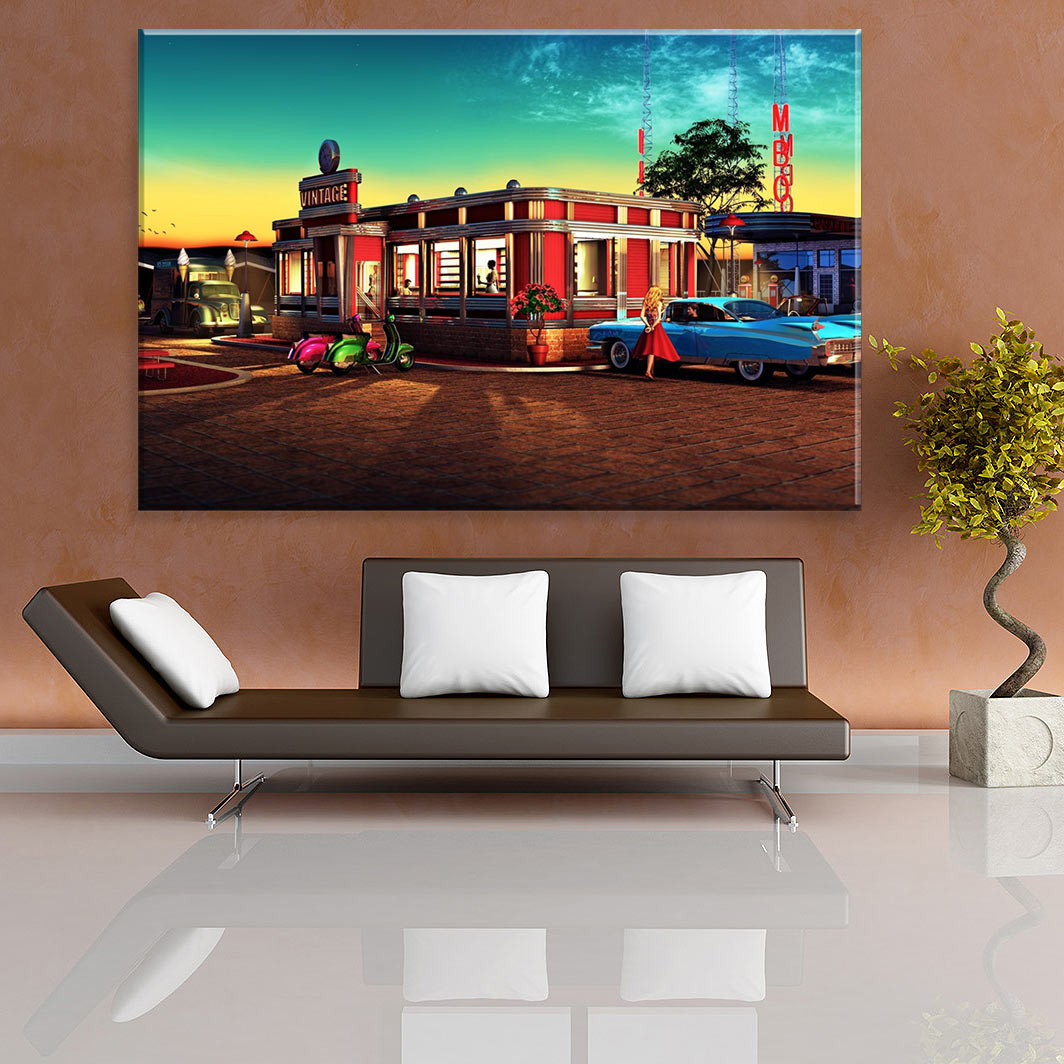 Tela Decorativa em Canvas Lanchonete Vintage