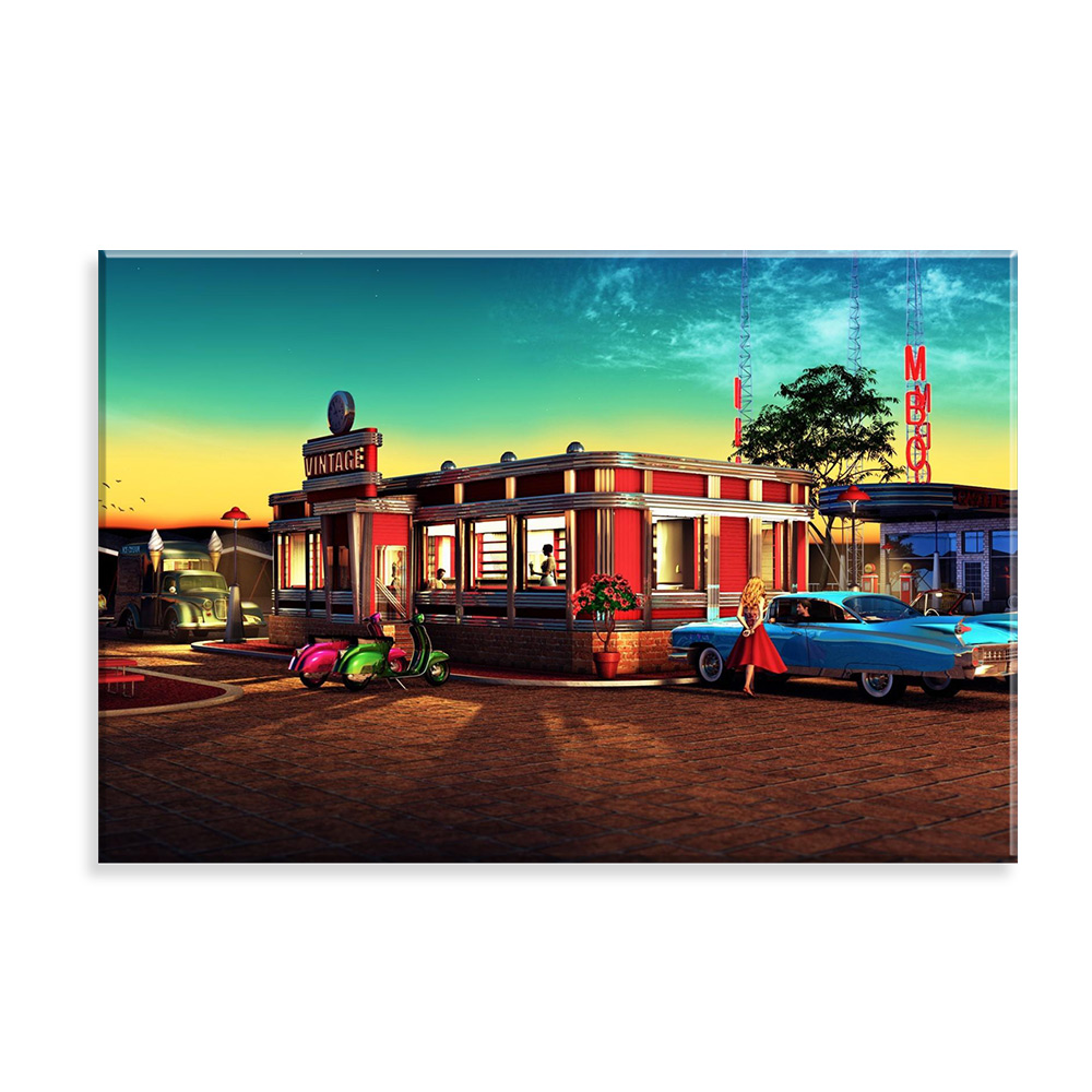 Tela Decorativa em Canvas Lanchonete Vintage