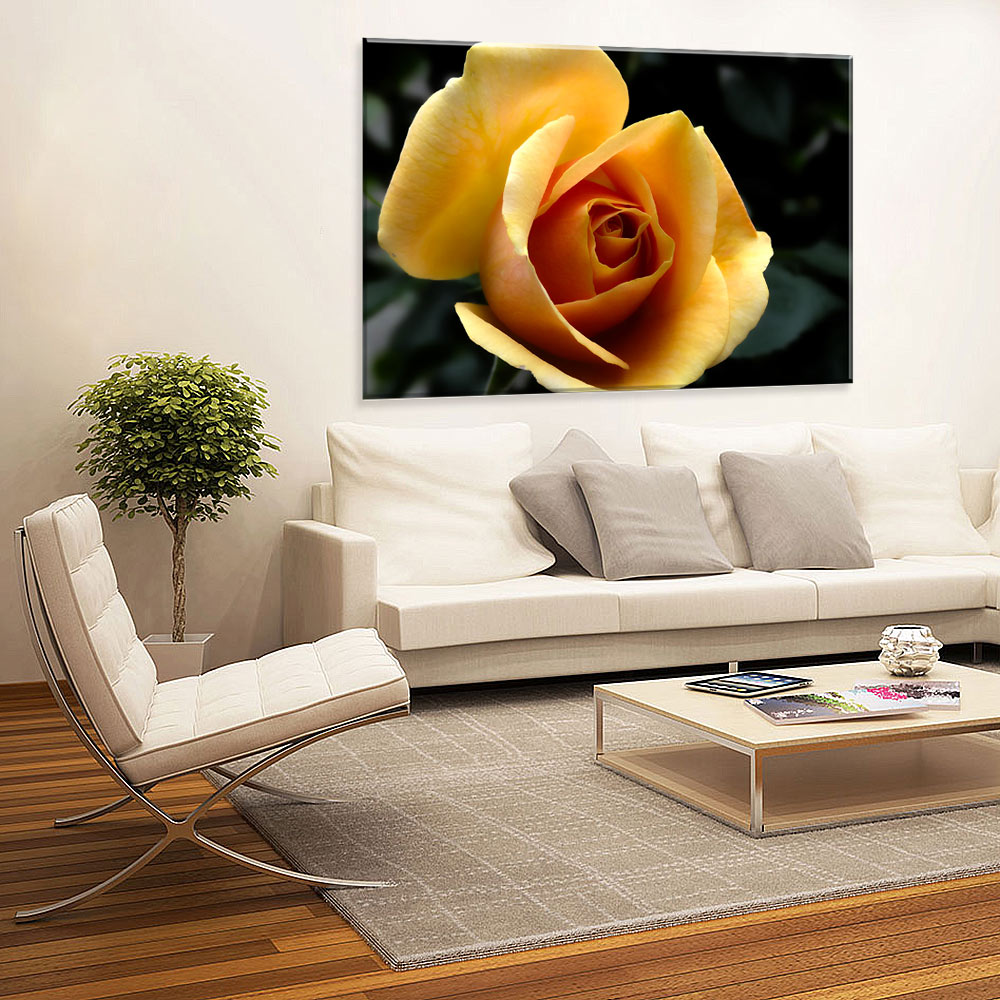 Tela Decorativa em Canvas Rosa Amarela
