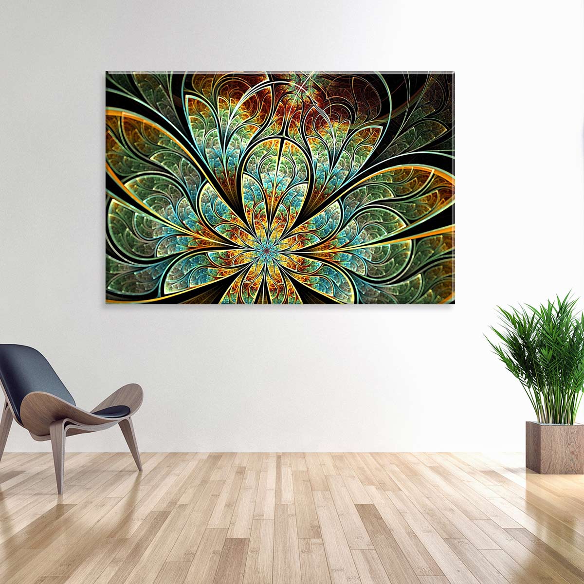 Tela Decorativa em Canvas Vitral Esmeralda