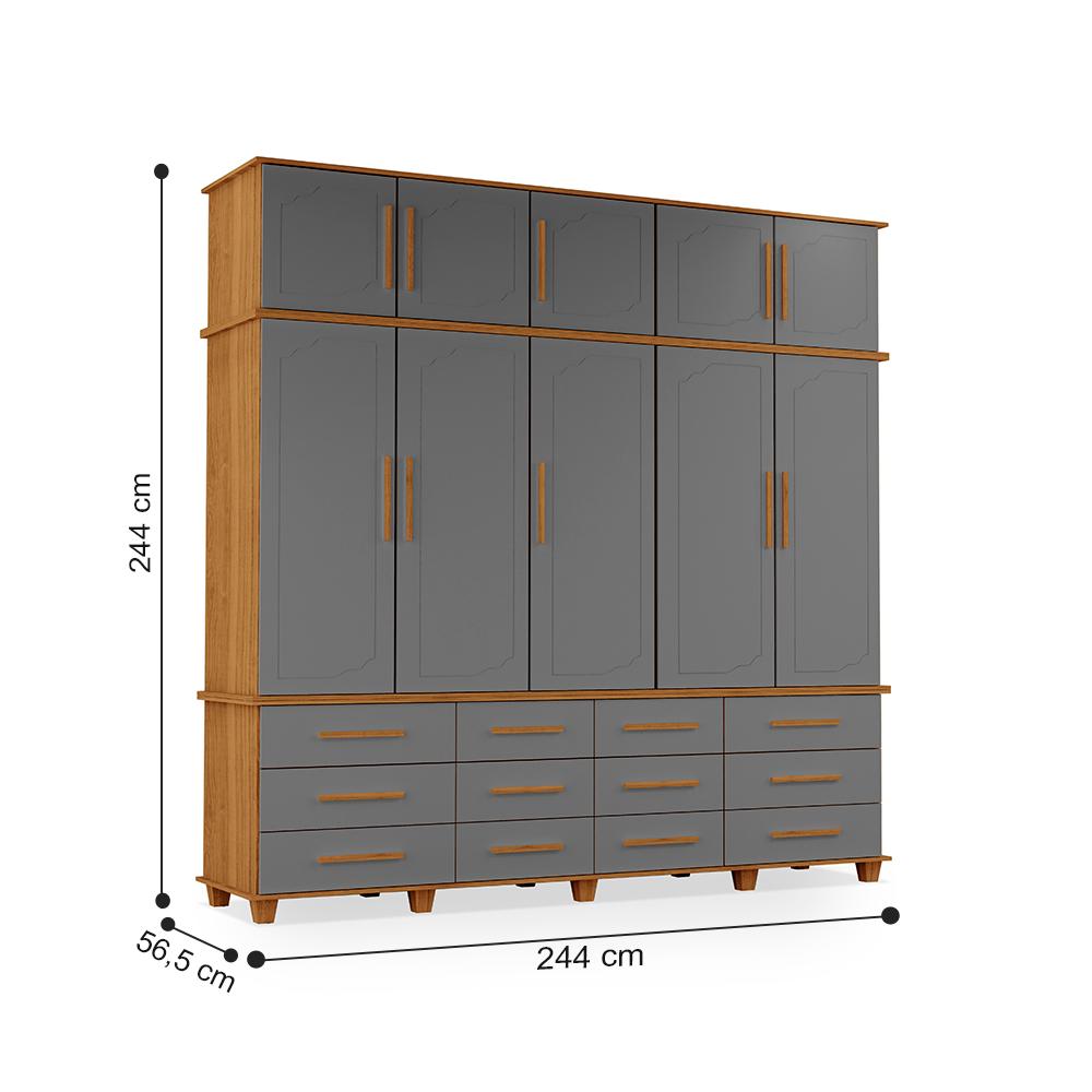Guarda Roupa Com 5 Portas Nancy Carvalho New Cinza
