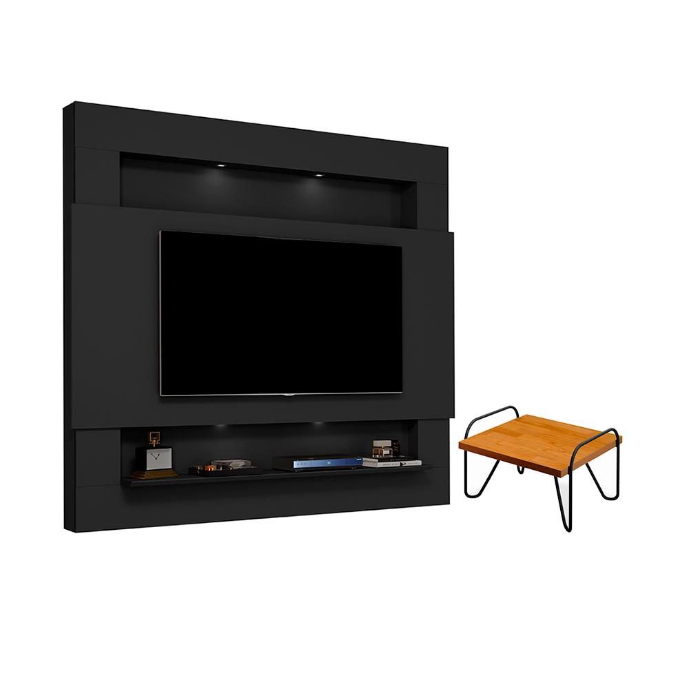 Mesa de Centro e Painel Quioto Preto Naturale