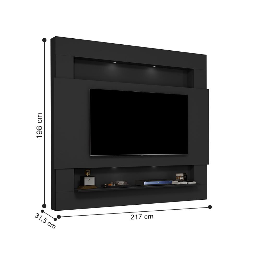 Mesa de Centro e Painel Quioto Preto Naturale
