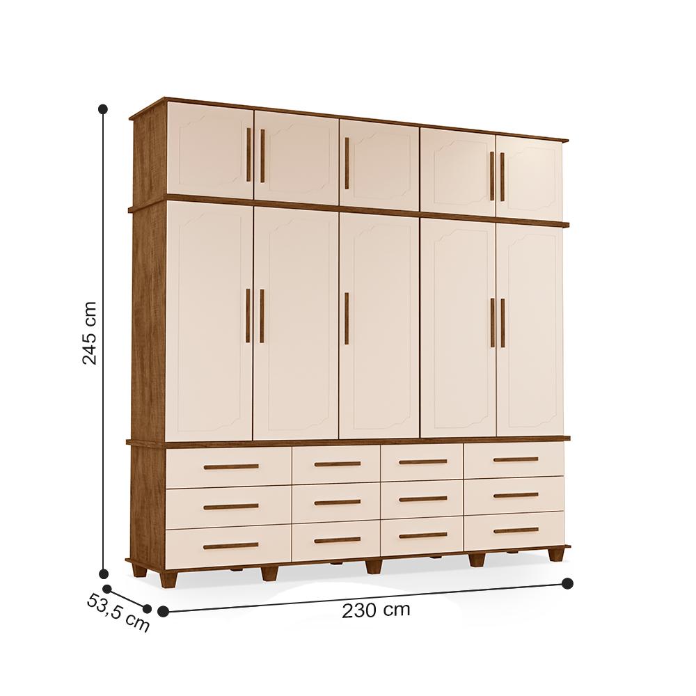 Roupeiro 5 Portas Munique Malbec Off White