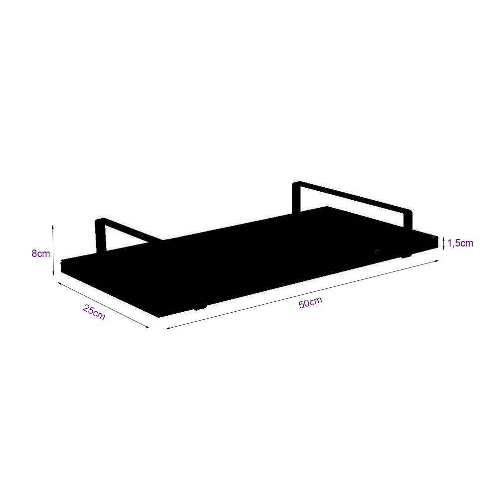 Bandeja Decorativa 25x50cm Borda Infinita Branca Com Alça Preta
