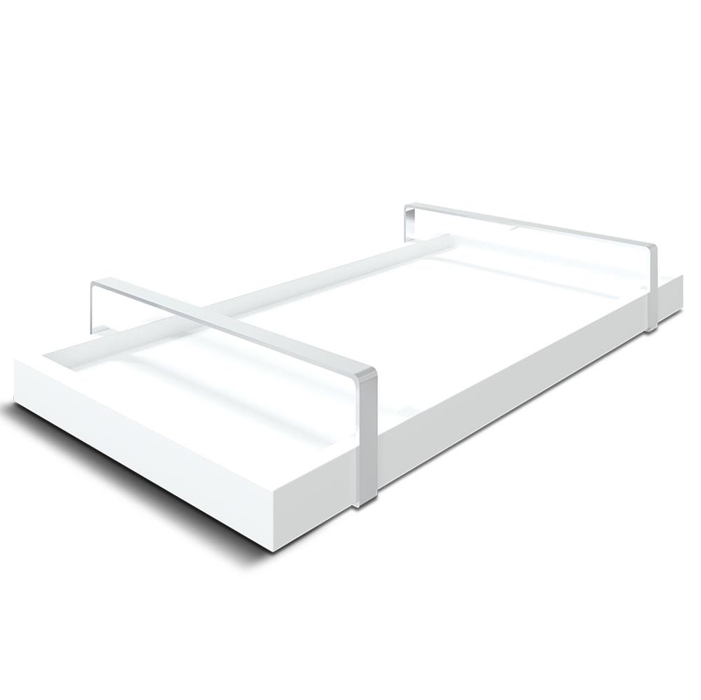 Bandeja Decorativa 25x50cm Branca Com Alça Prata