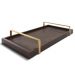 Bandeja Decorativa 25x50cm Castanho Com Alça Cobre