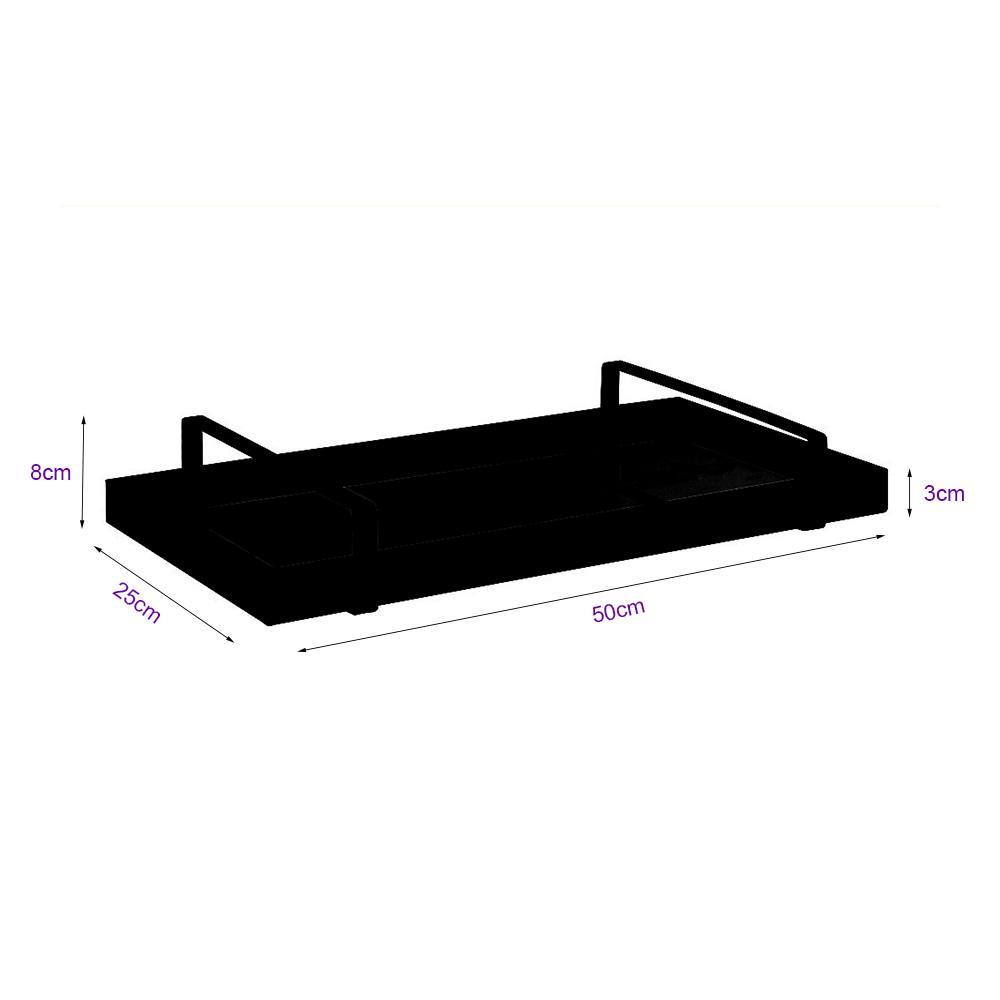 Bandeja Decorativa 25x50cm Castanho com Alça Preta